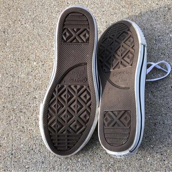 Converse All Star White Faux Leather Sneakers. - Picture 7 of 8